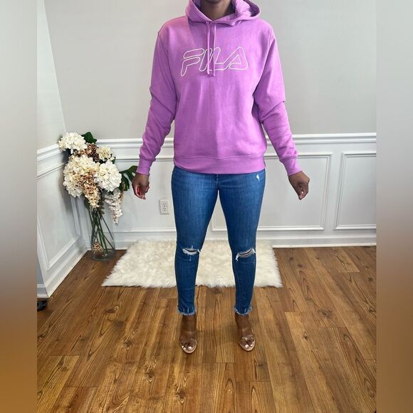NWOT FILA Women's Logo Embroidered Long Sleeve Hoodie Mulberry - Picture 1 of 7